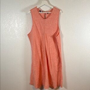 Lands End Coral Linen Midi Dress With Pockets Size 2X